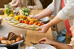 A large platter of vegetable salad.