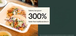 A graph with the text &quot;delivery has grown 300% faster than traditional dine-in&quot;.